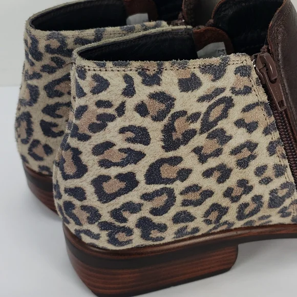 NAOT HELM BROWN LEATHER CHEETAH PRINT SUEDE SIDES ZIP BOOTIES WOMEN'S 42 L 11 - Picture 6 of 11